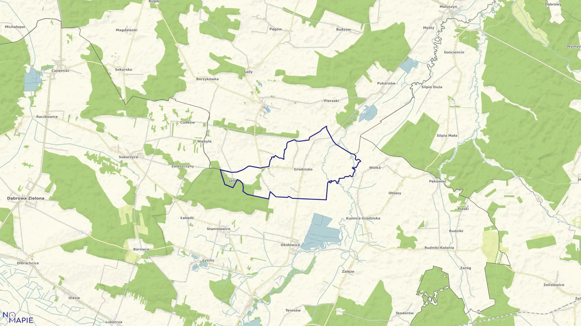 Mapa obrębu GRODZISKO w gminie Żytno