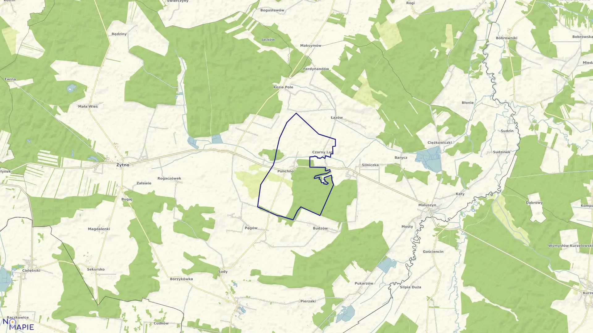 Mapa obrębu POLICHNO w gminie Żytno